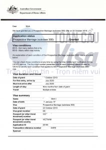 Visa của chị Minh